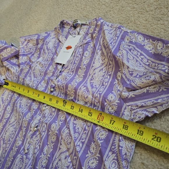 🌈NWT Khaadi 100% Cotton Long Sleeve Side Slits Boho Midi Dress - Picture 5 of 7